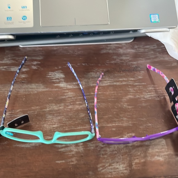 Fashion +2.00 purple & pink print & blue green w/navy blue flower print readers - Picture 14 of 16